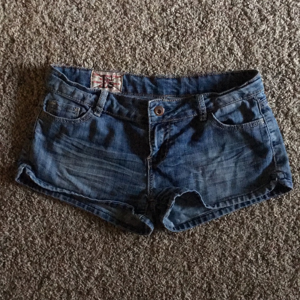 1st Kiss Denim Shorts With Aztec Pockets